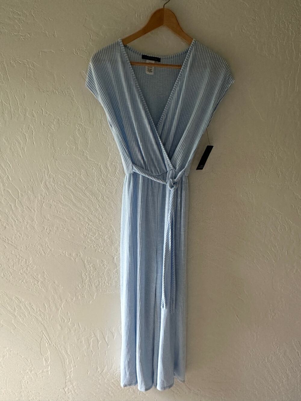 CAUTION TO THE WIND | Jumpsuit Romper Small Blue Striped Beachy Flowy Lagenlook